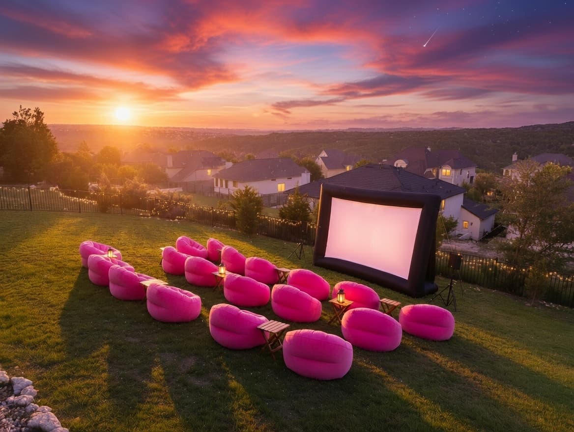 Outdoor movie setup 1 in Lakeway